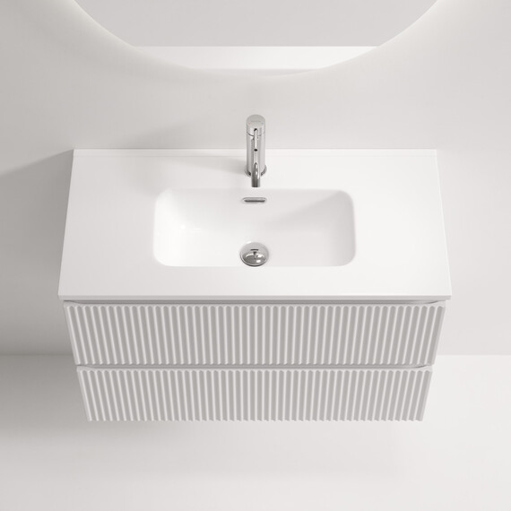 Тумба подвесная с раковиной-столешницей Sancos Snob R 390 80 см SNR80/39W, Bianco (раковина Compact CN7026) фото 4
