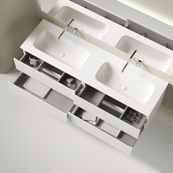 Тумба подвесная с раковиной Sancos Snob T 160 см SNT80W, Bianco (раковина Grace CN7023wx) фото 4