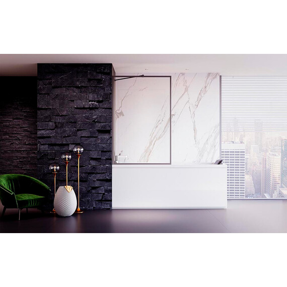 Шторка для ванны Veconi Palau 60 см PL85GR-60-01-C8, брашированный графит/прозрачное фото 2