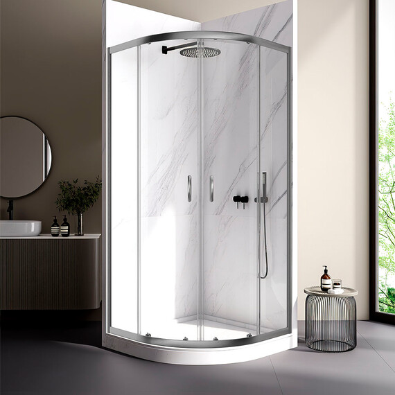 Душевое ограждение Veconi Rovigo 80x80 см RV202GR-80-01-C4, брашированный графит/прозрачное фото 2