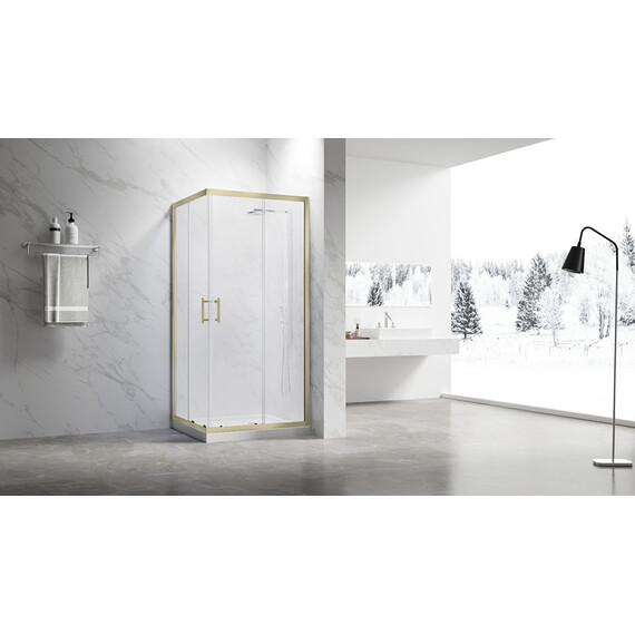 Душевое ограждение Veconi Rovigo 100x80 см RV27G-10080-01-C8, золото/прозрачное фото 3
