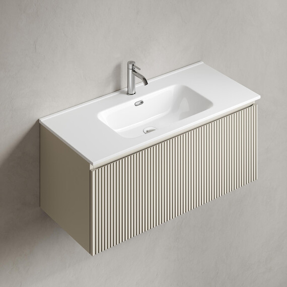 Тумба подвесная с раковиной-столешницей Sancos Snob R 1.0 100 см SNR1.0100CE, Beige soft (раковина Element CN7003) фото 