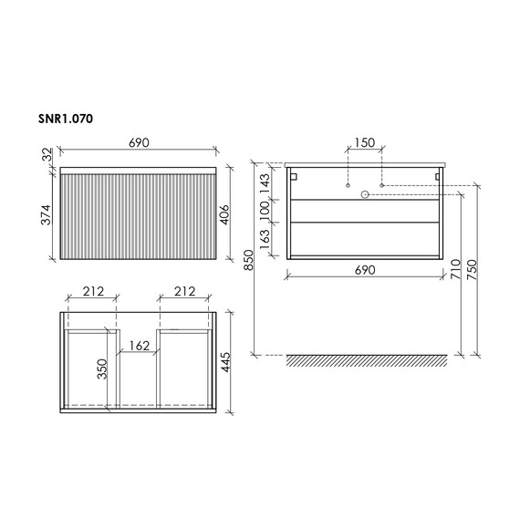 Тумба подвесная с раковиной Sancos Snob R 1.0 70 см SNR1.070W, Bianco (раковина Element CN7007) фото 10