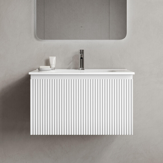 Тумба подвесная с раковиной Sancos Snob R 1.0 70 см SNR1.070W, Bianco (раковина Element CN7007) фото 6