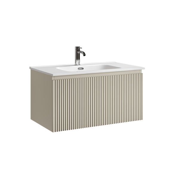 Тумба подвесная с раковиной-столешницей Sancos Snob R 1.0 80 см SNR1.080CE, Beige soft (раковина Element CN7005) фото 3