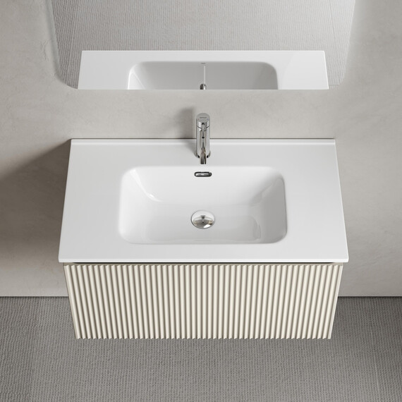 Тумба подвесная с раковиной-столешницей Sancos Snob R 1.0 80 см SNR1.080CE, Beige soft (раковина Element CN7005) фото 4