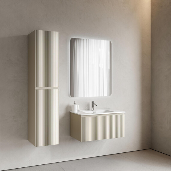 Тумба подвесная с раковиной-столешницей Sancos Snob R 1.0 80 см SNR1.080CE, Beige soft (раковина Element CN7005) фото 7
