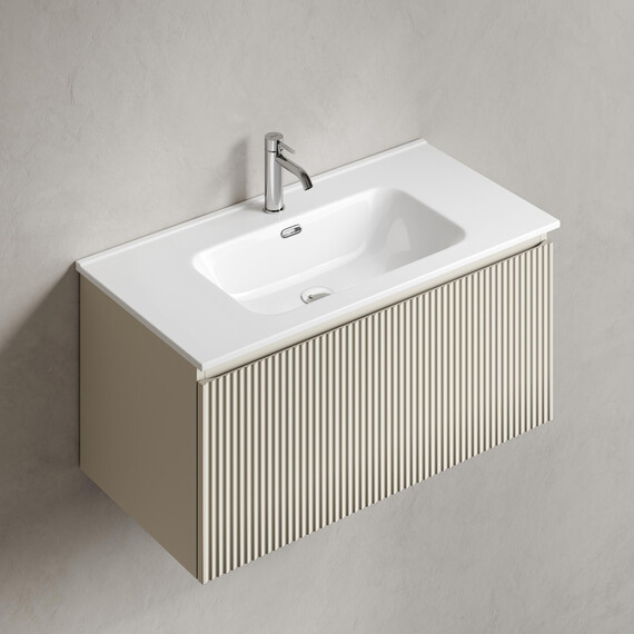 Тумба подвесная с раковиной-столешницей Sancos Snob R 1.0 90 см SNR1.090CE, Beige soft (раковина Element CN7002) фото 