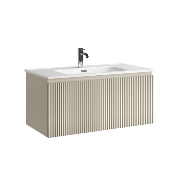 Тумба подвесная с раковиной-столешницей Sancos Snob R 1.0 90 см SNR1.090CE, Beige soft (раковина Element CN7002) фото 3