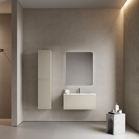 Тумба подвесная с раковиной-столешницей Sancos Snob R 1.0 90 см SNR1.090CE, Beige soft (раковина Element CN7002) фото 8