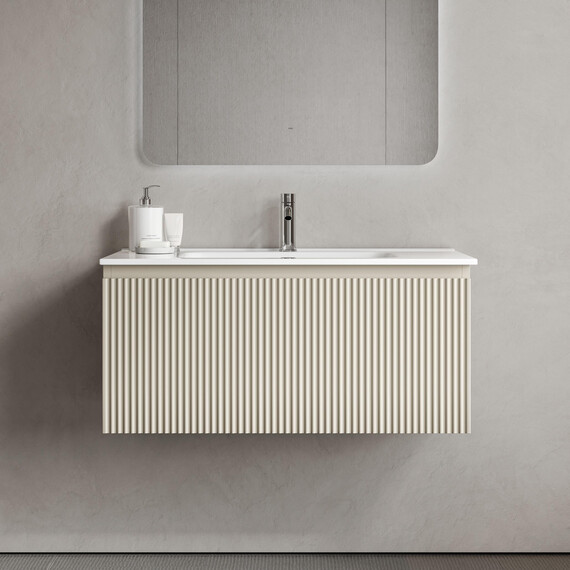 Тумба подвесная с раковиной-столешницей Sancos Snob R 1.0 90 см SNR1.090CE, Beige soft (раковина Element CN7002) фото 6