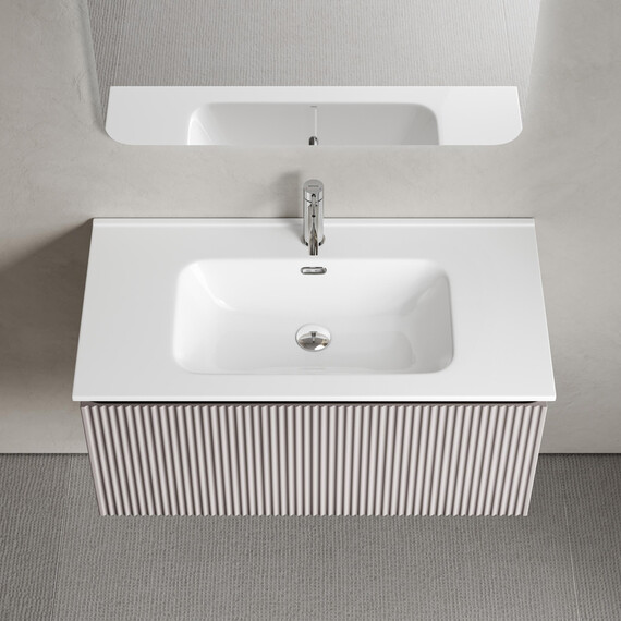Тумба подвесная с раковиной-столешницей Sancos Snob R 1.0 90 см SNR1.090SM, Doha soft (раковина Element CN7002) фото 4