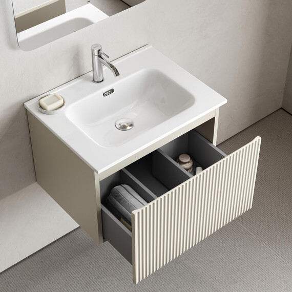Тумба подвесная с раковиной Sancos Snob R 1.0 60 см SNR1.060CE, Beige soft (раковина Element CN7001) фото 5