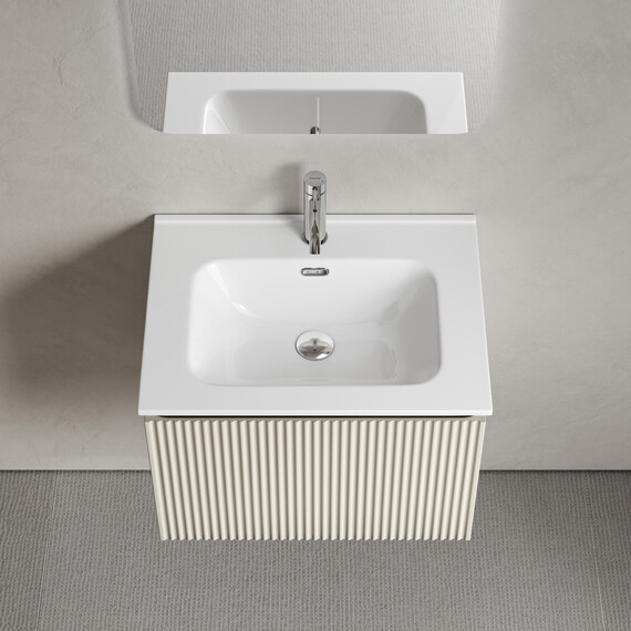 Тумба подвесная с раковиной Sancos Snob R 1.0 60 см SNR1.060CE, Beige soft (раковина Element CN7001) фото 6