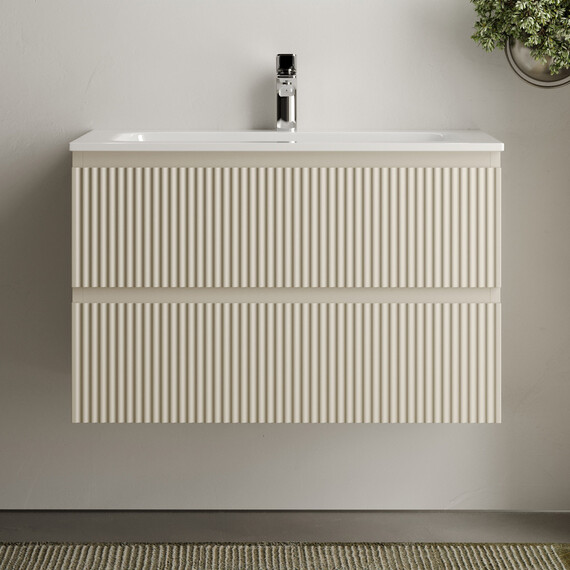 Тумба подвесная с раковиной Sancos Snob R 80 см SNR80CE, Beige Soft (раковина Grace CN7012) фото 