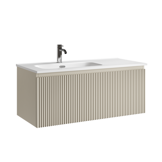 Тумба подвесная с раковиной-столешницей Sancos Snob R 1.0 100 см SNR1.0100LCE, Beige soft (раковина Element CN7003L) фото 3