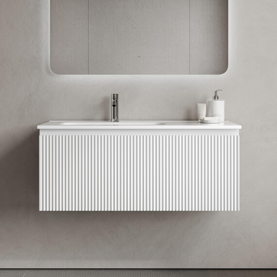 Тумба подвесная с раковиной-столешницей Sancos Snob R 1.0 100 см SNR1.0100LW, Bianco (раковина Element CN7003L) фото 6