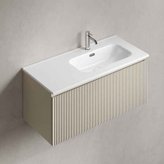 Тумба подвесная с раковиной-столешницей Sancos Snob R 1.0 100 см SNR1.0100RCE, Beige soft (раковина Element CN7003R) фото 