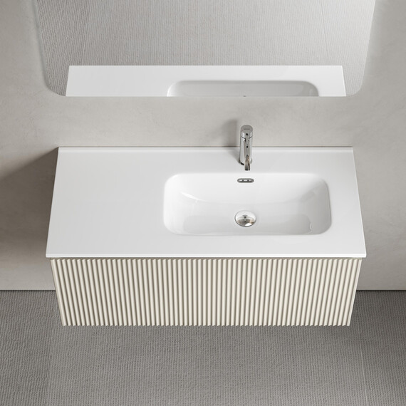 Тумба подвесная с раковиной-столешницей Sancos Snob R 1.0 100 см SNR1.0100RCE, Beige soft (раковина Element CN7003R) фото 5