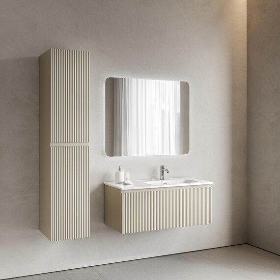Тумба подвесная с раковиной-столешницей Sancos Snob R 1.0 100 см SNR1.0100RCE, Beige soft (раковина Element CN7003R) фото 7
