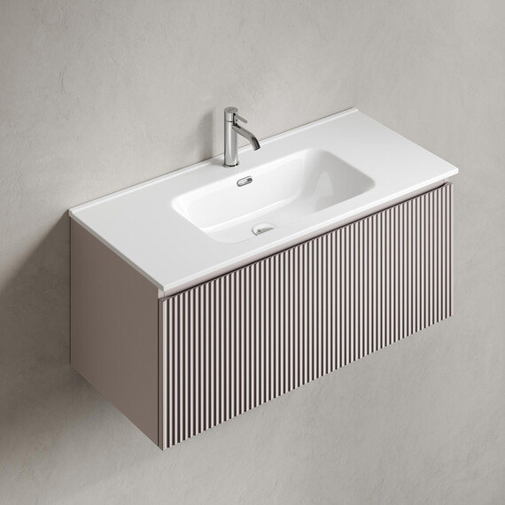 Тумба подвесная с раковиной-столешницей Sancos Snob R 1.0 100 см SNR1.0100SM, Doha soft (раковина Element CN7003) фото 