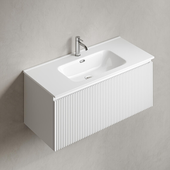 Тумба подвесная с раковиной-столешницей Sancos Snob R 1.0 100 см SNR1.0100W, Bianco (раковина Element CN7003) фото 