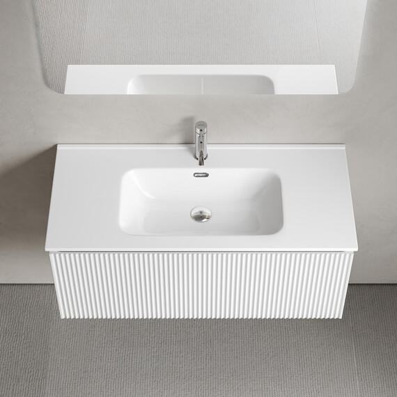 Тумба подвесная с раковиной-столешницей Sancos Snob R 1.0 100 см SNR1.0100W, Bianco (раковина Element CN7003) фото 4