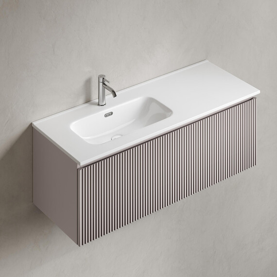 Тумба подвесная с раковиной-столешницей Sancos Snob R 1.0 120 см SNR1.0120LSM, Doha soft (раковина Element CN7006L) фото 4