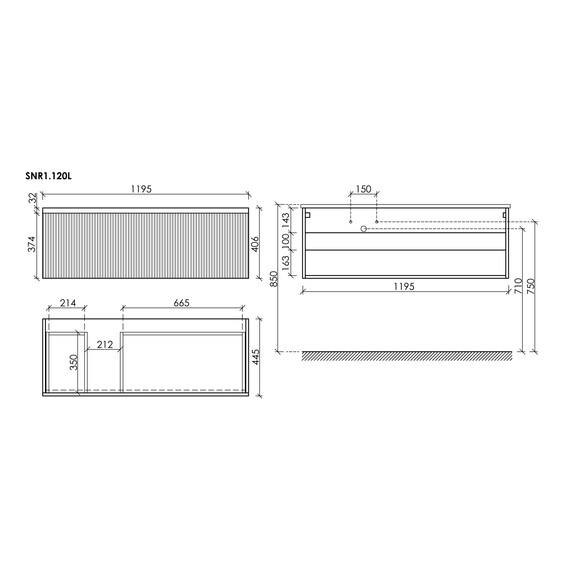 Тумба подвесная с раковиной-столешницей Sancos Snob R 1.0 120 см SNR1.0120LSM, Doha soft (раковина Element CN7006L) фото 12