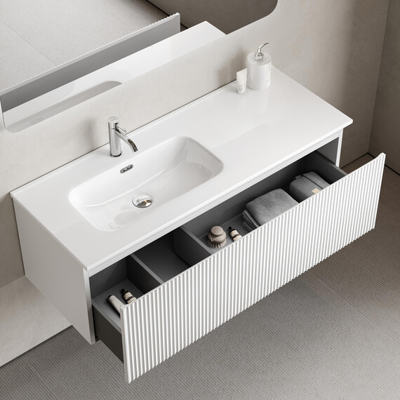 Тумба подвесная с раковиной-столешницей Sancos Snob R 1.0 120 см SNR1.0120LW, Bianco (раковина Element CN7006L) фото 5