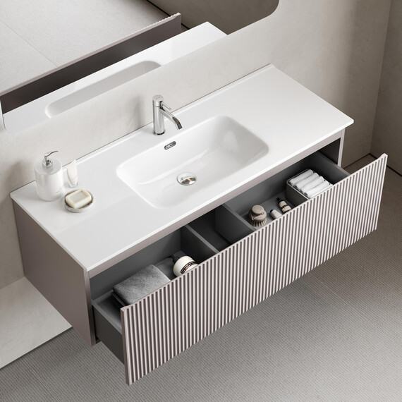 Тумба подвесная с раковиной-столешницей Sancos Snob R 1.0 120 см SNR1.0120SM, Doha soft (раковина Element CN7006) фото 5