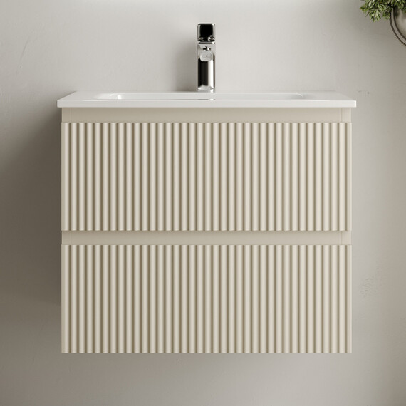 Тумба подвесная с раковиной Sancos Snob R 60 см SNR60CE, Beige soft (раковина Grace CN7011) фото 