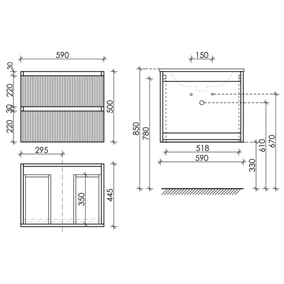 Тумба подвесная с раковиной Sancos Snob R 60 см SNR60SM, Doha Soft (раковина Grace CN7011) фото 10