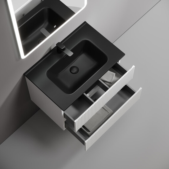 Тумба подвесная с раковиной-столешницей Sancos Snob R 70 см SNR70W, Bianco (раковина Element CN7007MB) фото 4