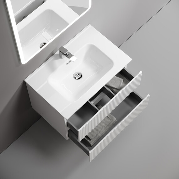 Тумба подвесная с раковиной-столешницей Sancos Snob R 70 см SNR70W, Bianco (раковина Element CN7007) фото 4