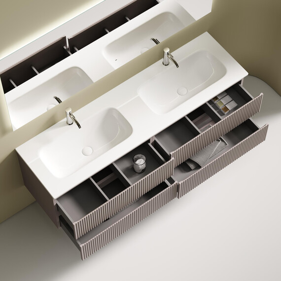 Тумба подвесная с раковиной-столешницей Sancos Snob R 160 см SNR80SM, Doha soft (раковина Grace CN7023) фото 4