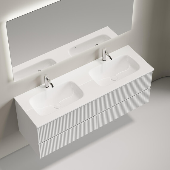 Тумба подвесная с раковиной-столешницей Sancos Snob R 160 см SNR80W, Bianco (раковина Grace CN7023) фото 
