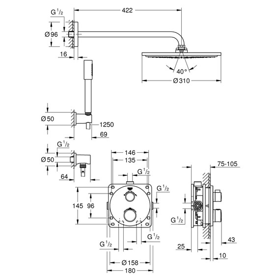 Душевая система для душа с термостатом Grohe Grohtherm 34731000 фото 16