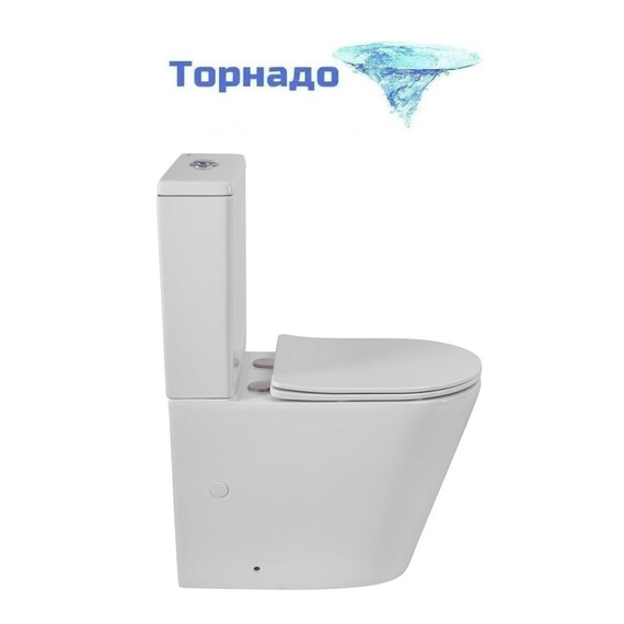 Унитаз-компакт безободковый BelBagno TORNADO FLAY-TOR BB2149CP-TOR/SC с тонкой крышкой микролифт (система смыва Торнадо) фото 