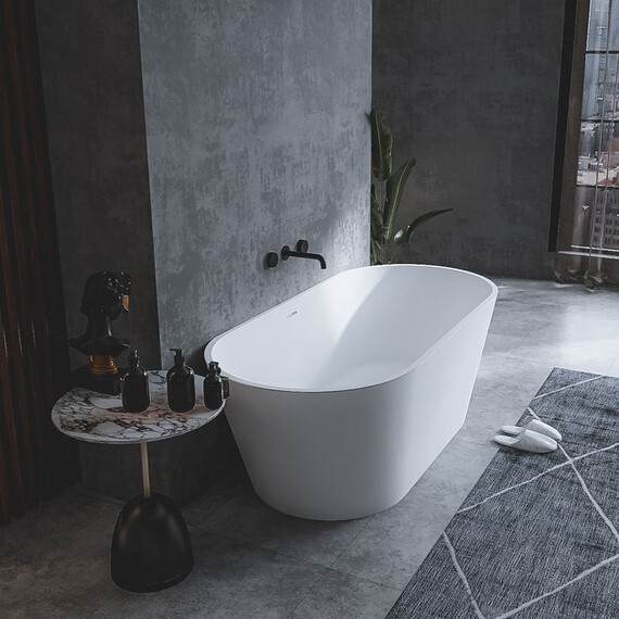 Ванна отдельностоящая Cezares Solid Surface COMFORT 170x75 см CZR-COMFORT-170-75-53-SSB, белый матовый фото 2