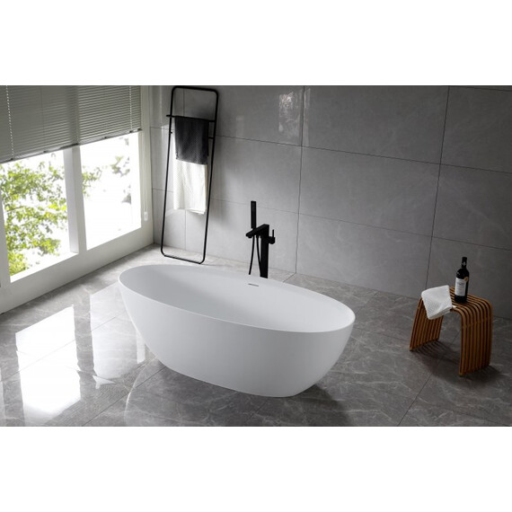 Ванна отдельностоящая Cezares Solid Surface 170x76 см CZR-LIBERTA-170-76-56-SSB, белый матовый фото 2