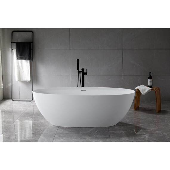 Ванна отдельностоящая Cezares Solid Surface 170x76 см CZR-LIBERTA-170-76-56-SSB, белый матовый фото 3