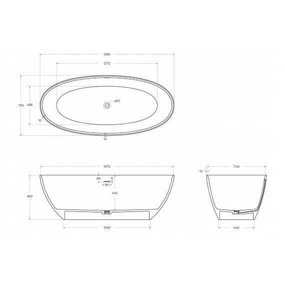 Ванна отдельностоящая Cezares Solid Surface 170x76 см CZR-LIBERTA-170-76-56-SSB, белый матовый фото 4