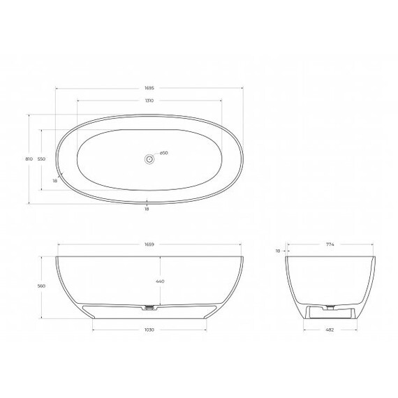 Ванна отдельностоящая CEZARES 170x80 см CZR-RELAX-170-80-56-GM-PFB, серый туман фото 5