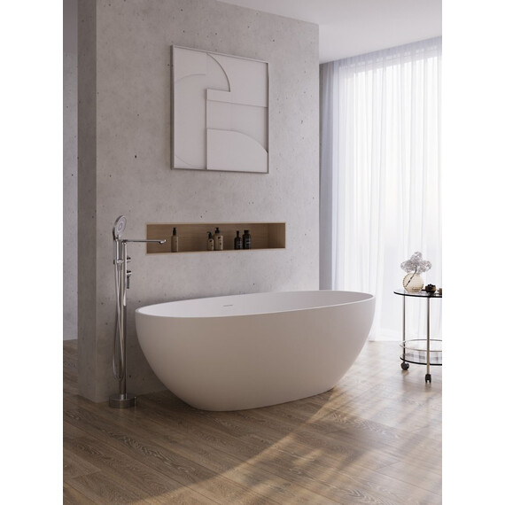 Ванна отдельностоящая Cezares Solid Surface 170x80 см CZR-RELAX2.0-170-80-56-SSB, белый матовый фото 4