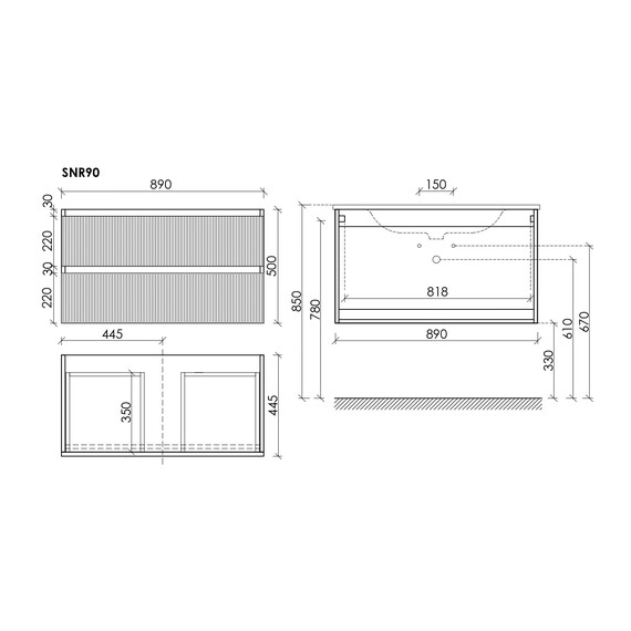 Тумба подвесная с раковиной-столешницей Sancos Snob R 90 см SNR90W, Bianco (раковина Element CN7002MB) фото 8