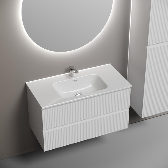 Тумба подвесная с раковиной-столешницей Sancos Snob R 90 см SNR90W, Bianco (раковина Element CN7002) фото 4