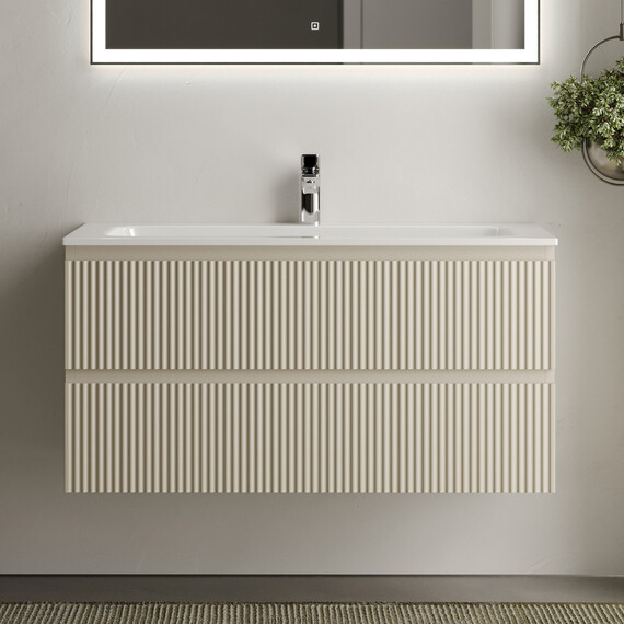 Тумба подвесная с раковиной Sancos Snob R 100 см SNR100CE, Beige soft (раковина Grace CN7013) фото 