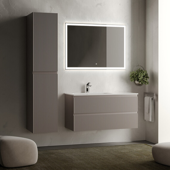 Тумба подвесная с раковиной-столешницей Sancos Snob R 100 см SNR100LSM, Doha soft (раковина Grace CN7014) фото 6