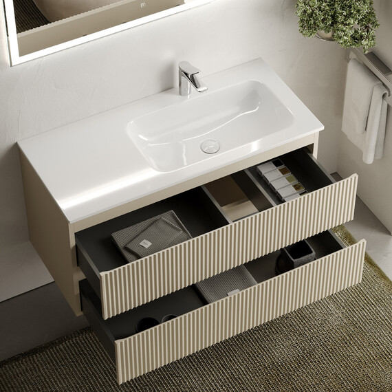 Тумба подвесная с раковиной-столешницей Sancos Snob R 100 см SNR100RCE, Beige soft (раковина Grace CN7015) фото 4